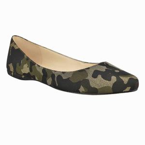 Nine West Speakup Almond Toe Flats - Green/Beige - Ireland (XD6735980)